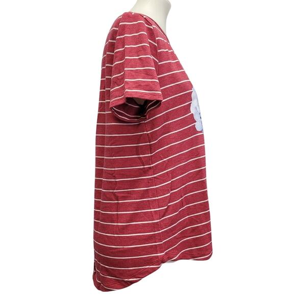 Hand Printed Upcycled Womens Large Hydrangea Floral Short Sleeve Tee Shirt - Picture 3 of 6